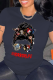 Navy Blue Casual Vintage Print Patchwork O Neck T-Shirts