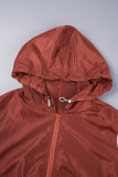 Silver Casual Solid Patchwork Zipper Hooded Collar Long Sleeve Two Pieces