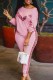 Pink Casual Solid Sequins Patchwork O Neck Long Sleeve Two Pieces