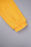 Yellow Sexy Sweet Solid Patchwork Buckle Shirt Collar Long Sleeve Dresses