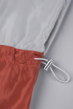 Silver Casual Solid Patchwork Zipper Hooded Collar Long Sleeve Two Pieces