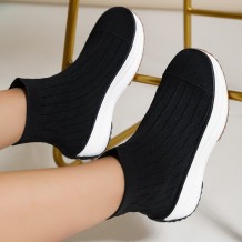 Black Casual Patchwork Solid Color Round Comfortable Out Door Shoes