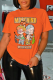 Orange Street Cute Print Letter O Neck T-Shirts