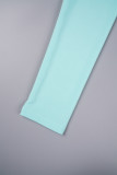 Light Green Casual Sweet Solid Patchwork Pocket Slit O Neck Nine Points Sleeve Two Pieces(No Brooch)