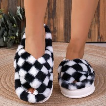 Black Casual Living Patchwork Round Keep Warm Comfortable Shoes