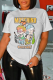 White Street Cute Print Letter O Neck T-Shirts