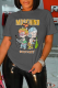 Dark Gray Street Cute Print Letter O Neck T-Shirts