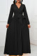 Black Elegant Solid Bandage Patchwork Pleated V Neck A Line Dresses