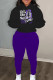 Black Purple Casual Print Patchwork Draw String Pocket Hooded Collar Plus Size Two Pieces