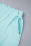 Light Green Casual Sweet Solid Patchwork Pocket Slit O Neck Nine Points Sleeve Two Pieces(No Brooch)