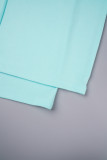 Light Green Casual Sweet Solid Patchwork Pocket Slit O Neck Nine Points Sleeve Two Pieces(No Brooch)