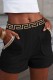 Black Casual Patchwork Basic Regular High Waist Conventional Patchwork Shorts
