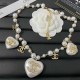 White Gold Celebrities Elegant Letter Pearl Rhinestone Necklaces