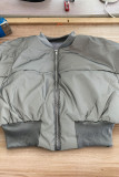 Grey Casual Street Solid Patchwork Zipper Collar Outerwear