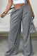 Grey Casual Street Solid Patchwork Loose Low Waist Wide Leg Solid Color Bottoms