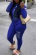 Blue Casual Print Letter O Neck Long Sleeve Two Pieces