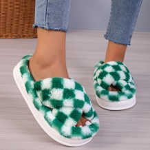Green Casual Living Patchwork Round Keep Warm Comfortable Shoes