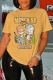 Yellow Street Cute Print Letter O Neck T-Shirts