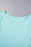Light Green Casual Sweet Solid Patchwork Pocket Slit O Neck Nine Points Sleeve Two Pieces(No Brooch)