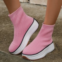 Pink Casual Patchwork Solid Color Round Comfortable Out Door Shoes