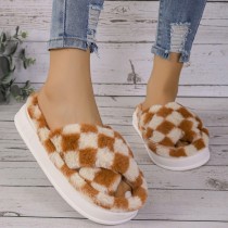 Brown Casual Living Patchwork Round Keep Warm Comfortable Shoes
