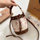 Brown Casual Elegant Letter Patchwork Draw String Bags