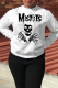White Street Vintage Print Skull Patchwork O Neck Tops