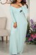 Light Blue Casual Print Letter V Neck Printed Dress Dresses