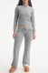 Grey Casual Solid Patchwork Zipper Collar Long Sleeve Two Pieces