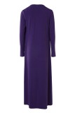 Purple Casual Solid Patchwork U Neck Long Sleeve Two Pieces