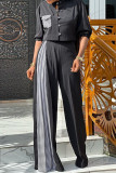 Black Casual Sweet Print Patchwork Pocket Buckle Mandarin Collar Half Sleeve Two Pieces