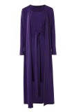Purple Casual Solid Patchwork U Neck Long Sleeve Two Pieces