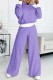 Purple Casual Solid Patchwork Hooded Collar Long Sleeve Two Pieces