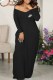 Black Casual Print Letter V Neck Printed Dress Dresses