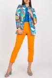 Apricot Casual Print Cardigan Turn-back Collar Outerwear