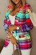 Colour Casual Print Cardigan Turn-back Collar Outerwear