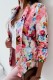 Pink Casual Print Patchwork Cardigan Turn-back Collar Outerwear
