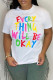 White Casual Letter Print Basic O Neck T-Shirts