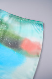 Green Casual Print Basic O Neck Long Sleeve Two Pieces