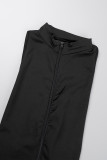 Grey Casual Solid Backless Zipper Collar Skinny Romper