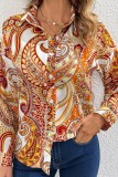 Multicolor Casual Print Patchwork Shirt Collar Tops