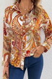 Multicolor Casual Print Patchwork Shirt Collar Tops