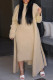 Khaki Casual Solid Basic Half A Turtleneck Long Sleeve Two Pieces