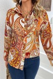 Multicolor Casual Print Patchwork Shirt Collar Tops