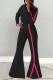 Black Casual Solid Patchwork Oblique Collar Long Sleeve Two Pieces
