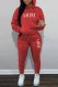 Red Casual Print Letter Hooded Collar Long Sleeve Two Pieces