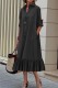 Black Casual Solid Patchwork Turndown Collar Long Sleeve Dresses