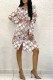 White Casual Print Letter Turndown Collar Shirt Dress Dresses