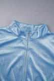 Red Casual Sportswear Solid Patchwork Draw String Zipper Zipper Collar Long Sleeve Two Pieces