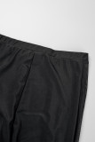 Black Casual Solid Patchwork See-through Half A Turtleneck Long Sleeve Two Pieces